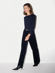 Jigsaw Blue Cotton Luxe Raglan T-Shirt - Image 3 of 7