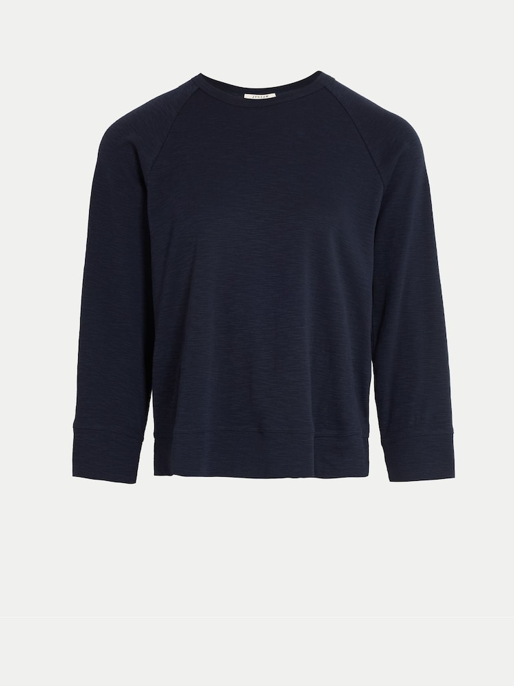 Jigsaw Blue Cotton Luxe Raglan T-Shirt - Image 7 of 7 Jigsaw Blue Cotton Luxe Raglan T-Shirt - Image 7 of 7