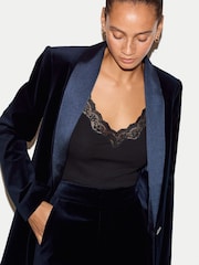 Jigsaw Blue Velvet Shawl Collar Jacket - Image 2 of 7