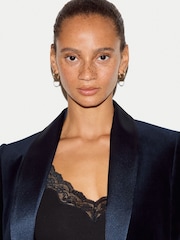 Jigsaw Blue Velvet Shawl Collar Jacket - Image 3 of 7
