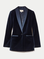 Jigsaw Blue Velvet Shawl Collar Jacket - Image 7 of 7