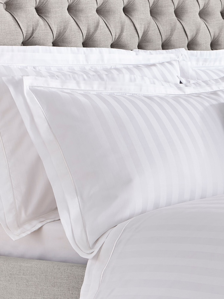 Laura Ashley Set of 2 White Shalford 400 Thread Count 100% Cotton Pillowcases - Image 1 of 3