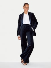 Jigsaw Blue Velvet Satin Wide Leg Trousers - Image 3 of 6