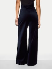 Jigsaw Blue Velvet Satin Wide Leg Trousers - Image 4 of 6