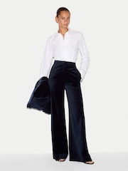 Jigsaw Blue Velvet Satin Wide Leg Trousers - Image 5 of 6