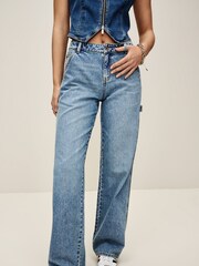 Mid Blue Cargo Wide Leg Jeans - Image 3 of 7