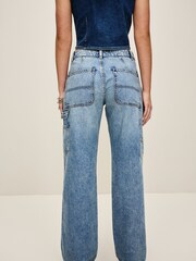 Mid Blue Cargo Wide Leg Jeans - Image 4 of 7
