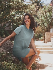 Blue 100% Cotton Crew Neck Short Sleeve T-Shirt Dress - Image 2 of 4