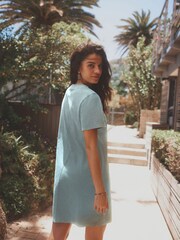 Blue 100% Cotton Crew Neck Short Sleeve T-Shirt Dress - Image 3 of 4