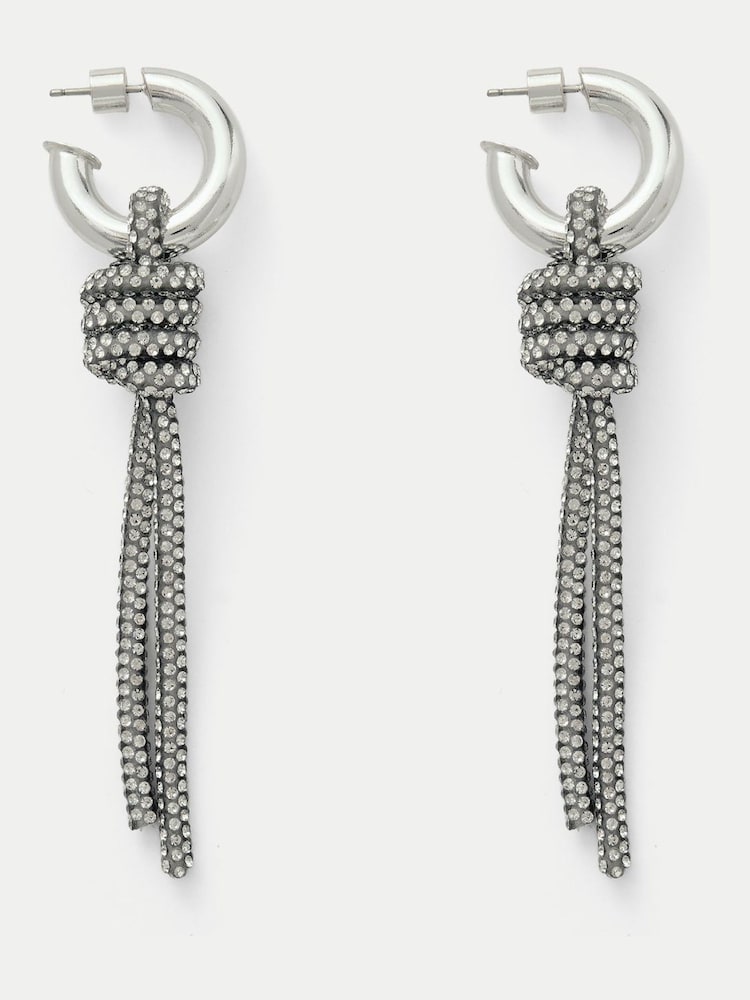 Jigsaw Silver Sparkle Cord Earring - Image 2 of 3