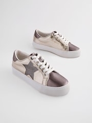 Metallic Forever Comfort® Patent Chunky Star Lace-Up Trainers - Image 1 of 6