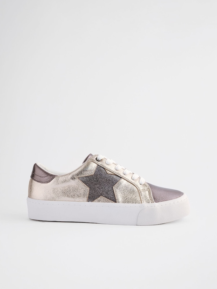Metallic Forever Comfort® Patent Chunky Star Lace-Up Trainers - Image 2 of 6