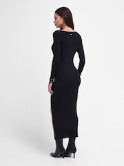 Barbour® International Piquet Knitted Black Midi Dress - Image 2 of 7