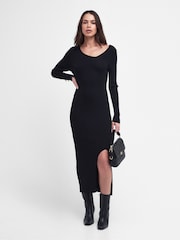 Barbour® International Piquet Knitted Black Midi Dress - Image 3 of 7