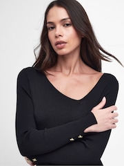 Barbour® International Piquet Knitted Black Midi Dress - Image 4 of 7