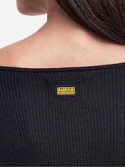 Barbour® International Piquet Knitted Black Midi Dress - Image 5 of 7