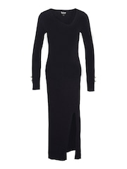 Barbour® International Piquet Knitted Black Midi Dress - Image 7 of 7