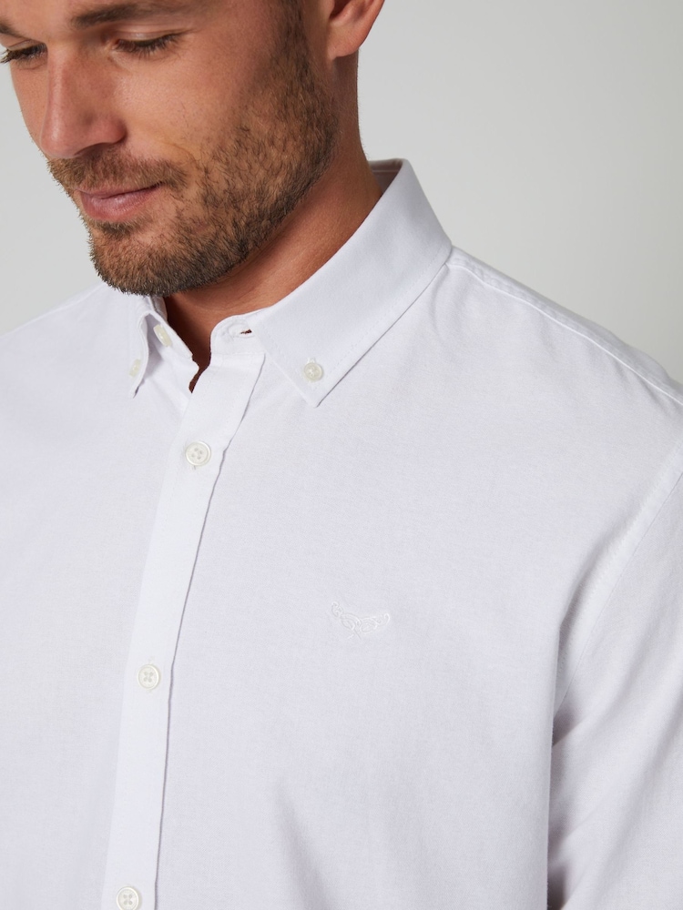 Threadbare White Oxford Long Sleeve Shirt - Image 2 of 5 Threadbare White Oxford Long Sleeve Shirt - Image 2 of 5