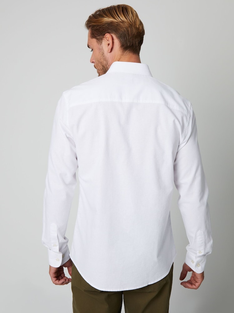 Threadbare White Oxford Long Sleeve Shirt - Image 4 of 5