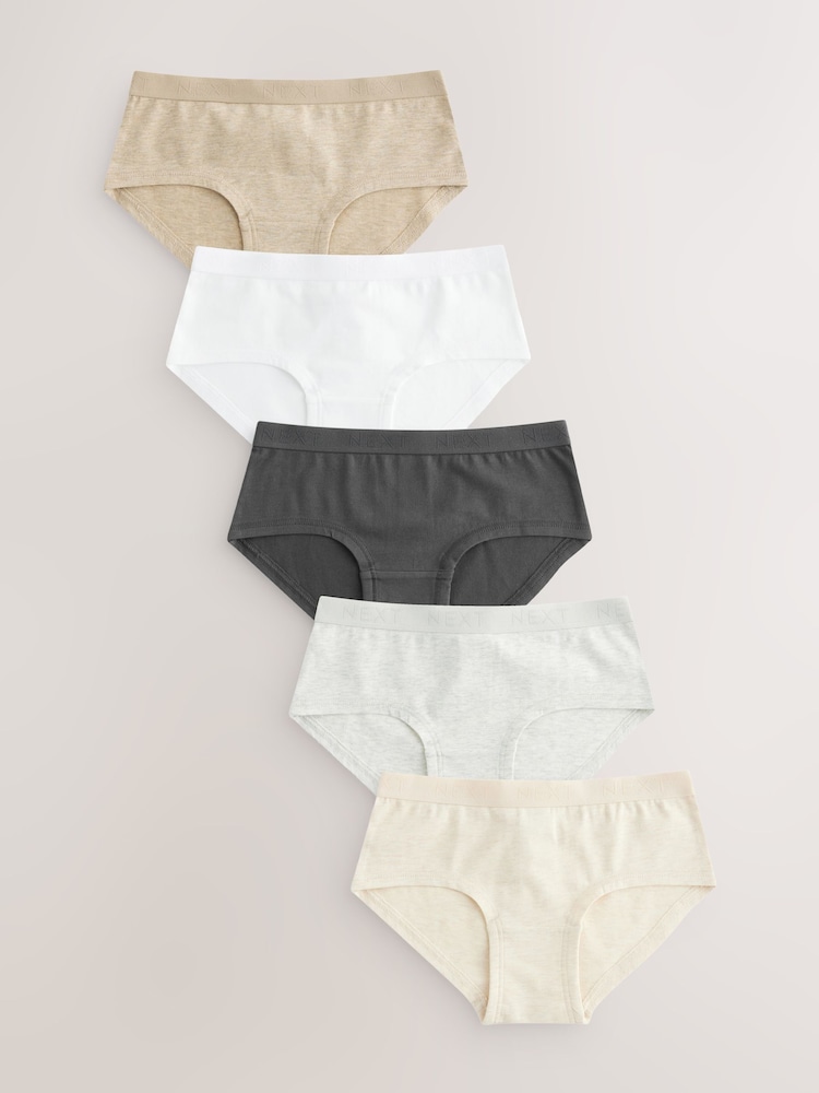 Valkoinen/Charcoal Grey/Vaaleanruskea - Hipster Lyhyet alushousut 5 Pack (2-16v.) - Kuva 1 / 8