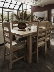 K Interiors Brown Embleton Solid Wood 1.3m Extending Table - Image 1 of 4