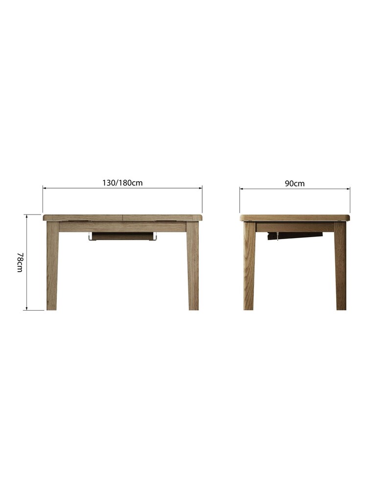 K Interiors Brown Embleton Solid Wood 1.3m Extending Table - Image 4 of 4