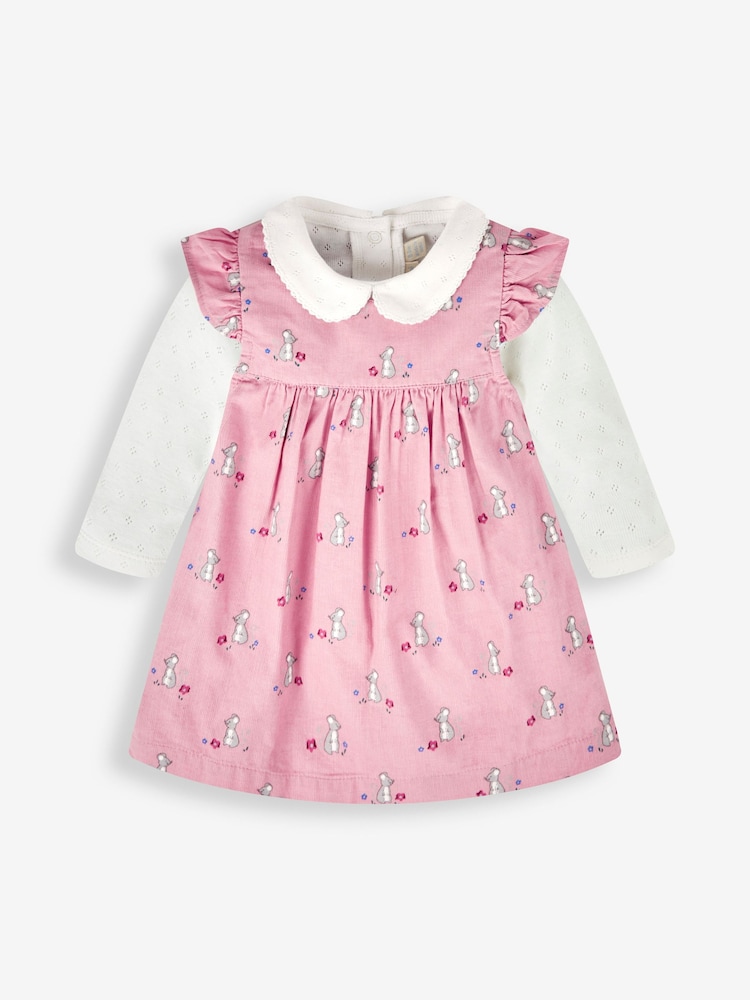JoJo Maman Bébé Pink Mouse Girls' 2-Piece Cord Baby Dress & Body Set - Image 1 of 3