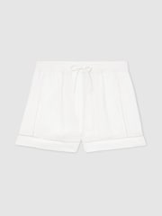 Reiss White Rue Cotton Cheesecloth Stitch-Detail Shorts - Image 2 of 6
