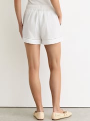Reiss White Rue Cotton Cheesecloth Stitch-Detail Shorts - Image 4 of 6