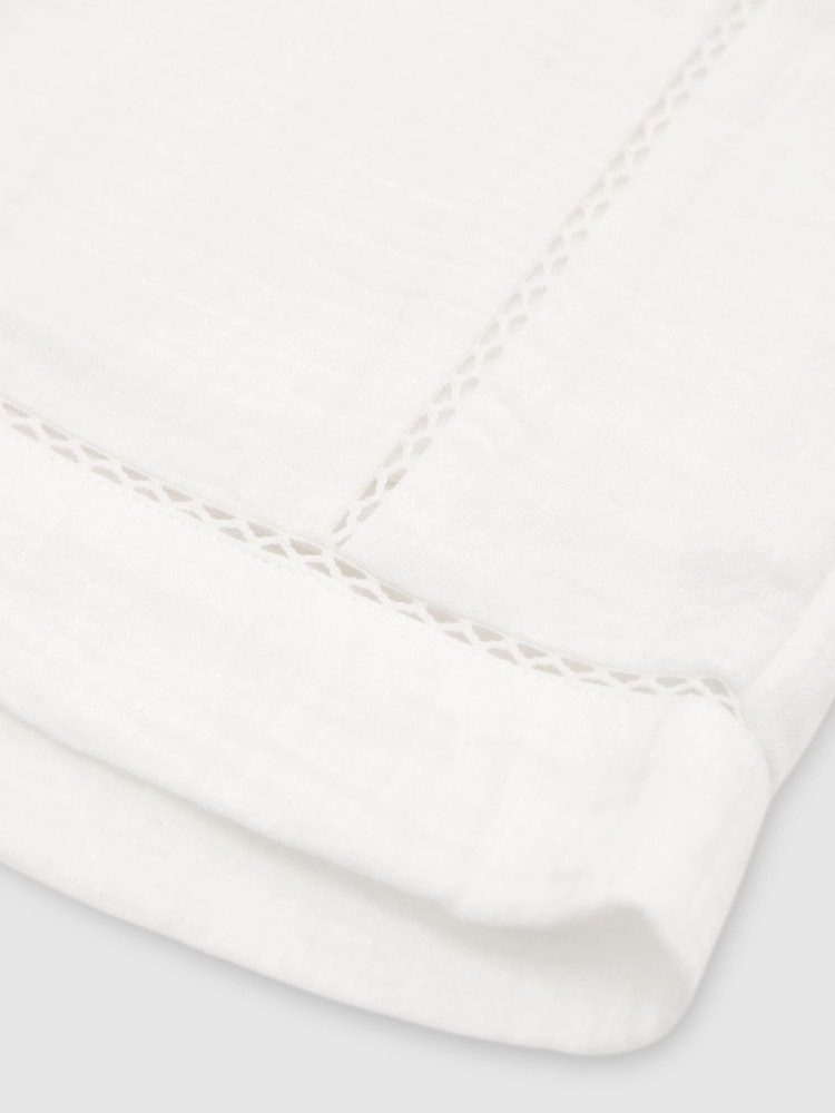 Reiss White Rue Cotton Cheesecloth Stitch-Detail Shorts - Image 6 of 6