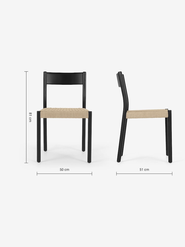 MADE.COM Set of 2 Black Rhye Dining Chair - Image 4 of 4