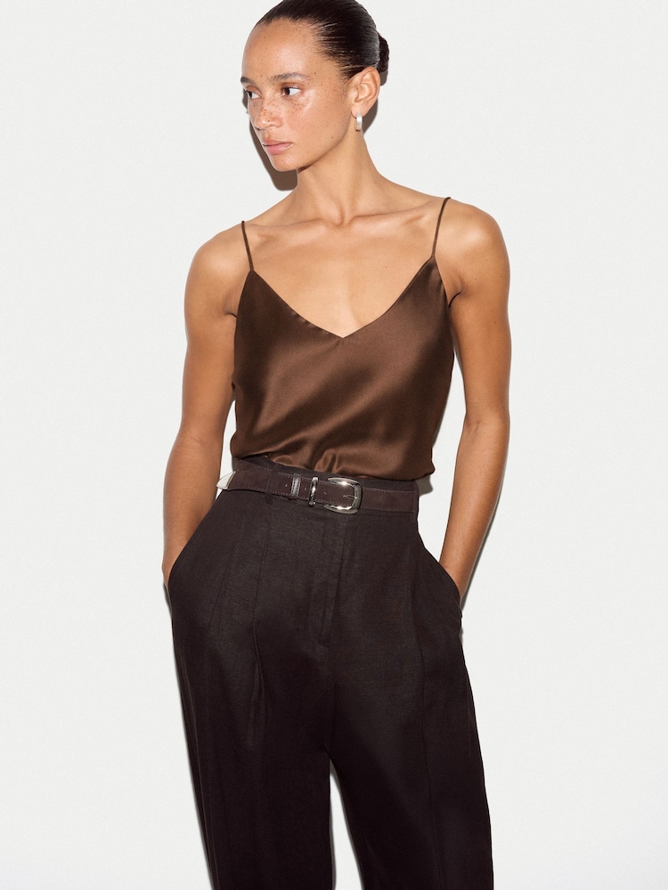 Jigsaw Brown Satin Drape Cami - Image 1 of 5 Jigsaw Brown Satin Drape Cami - Image 1 of 5