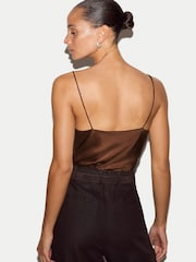 Jigsaw Brown Satin Drape Cami - Image 4 of 5