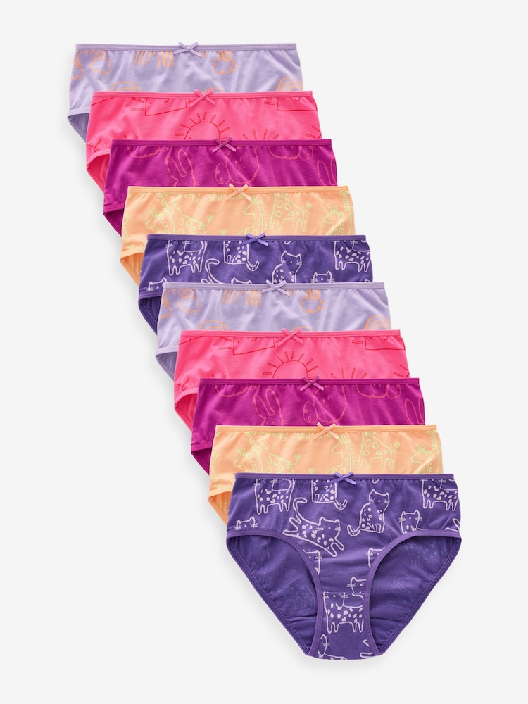 Pink/Orange Briefs 10 Pack (2-16yrs) - Image 1 of 14