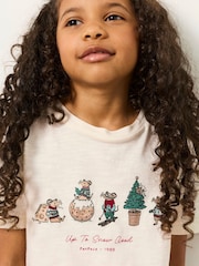 FatFace Shelter Kids Ivory Matching Family Christmas Mouse Pyjama Set (3-12yrs) - Image 6 of 9