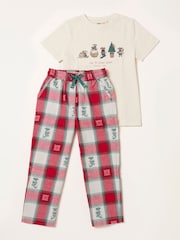 FatFace Shelter Kids Ivory Matching Family Christmas Mouse Pyjama Set (3-12yrs) - Image 9 of 9