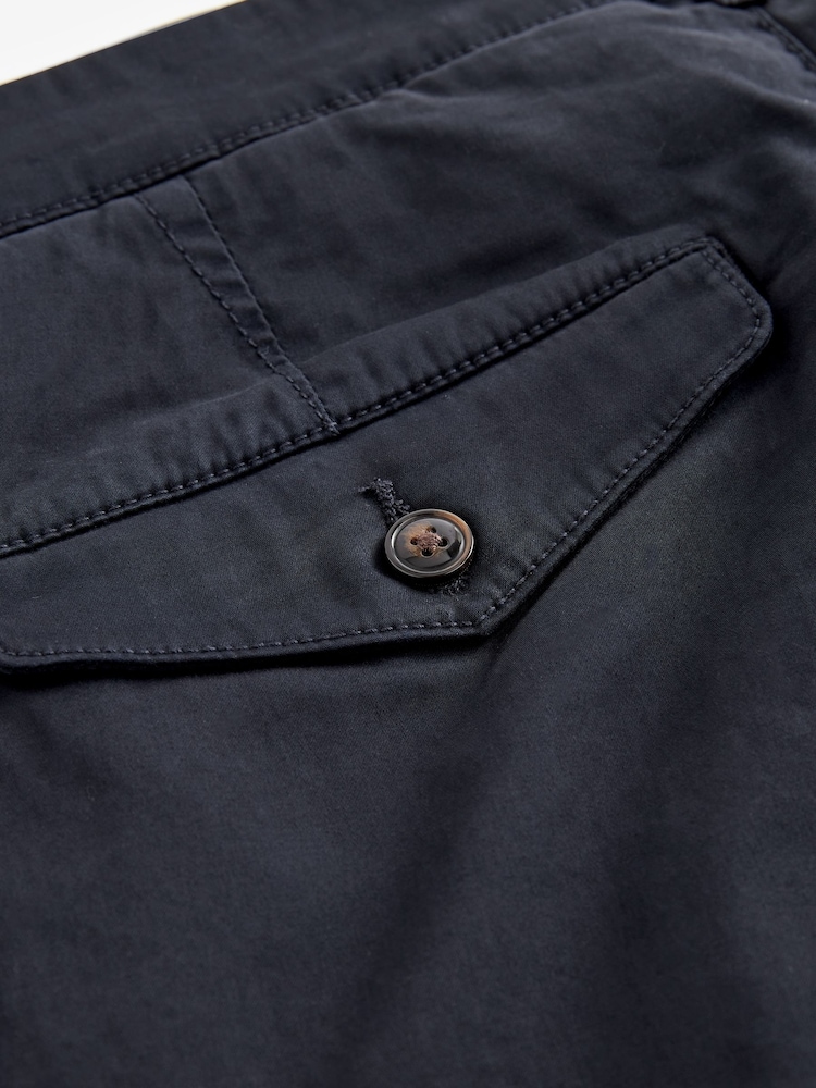 Navy Blue Slim Fit Premium Laundered Stretch Chinos Trousers - Image 10 of 11