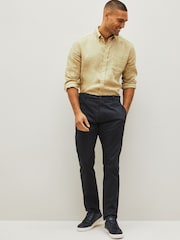 Marineblau/blau - Premium Gewaschene Stretch Chinos Hose in schmaler Passform​​​​​​​ - Bild 3 von 11
