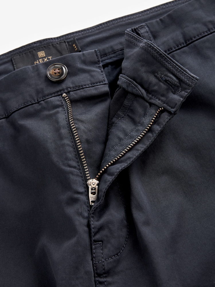 Navy Blue Slim Fit Premium Laundered Stretch Chinos Trousers - Image 8 of 11