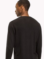 Schwarz - Tommy Hilfiger Core Pullover mit Rundhalsausschnitt aus Baumwolle und Seide - Bild 2 von 5