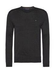 Schwarz - Tommy Hilfiger Core Pullover mit Rundhalsausschnitt aus Baumwolle und Seide - Bild 4 von 5