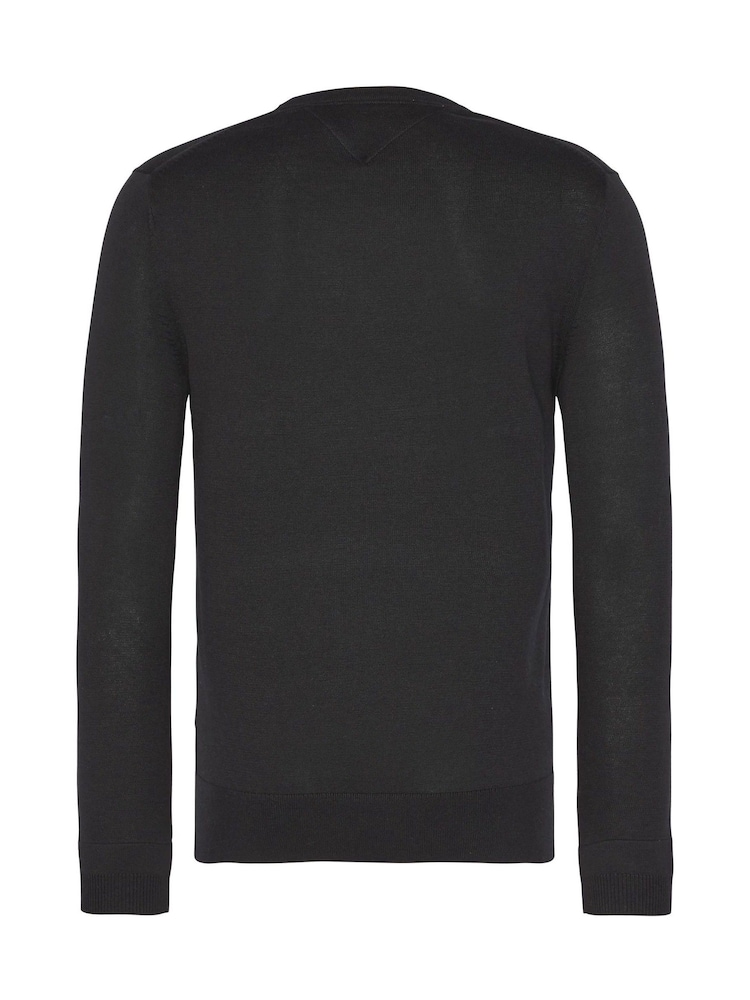 Schwarz - Tommy Hilfiger Core Pullover mit Rundhalsausschnitt aus Baumwolle und Seide - Bild 5 von 5