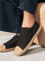 Black Forever Comfort® Espadrille Toe Cap Lace-Up Trainers - Image 2 of 8