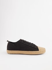 Black Forever Comfort® Espadrille Toe Cap Lace-Up Trainers - Image 4 of 8