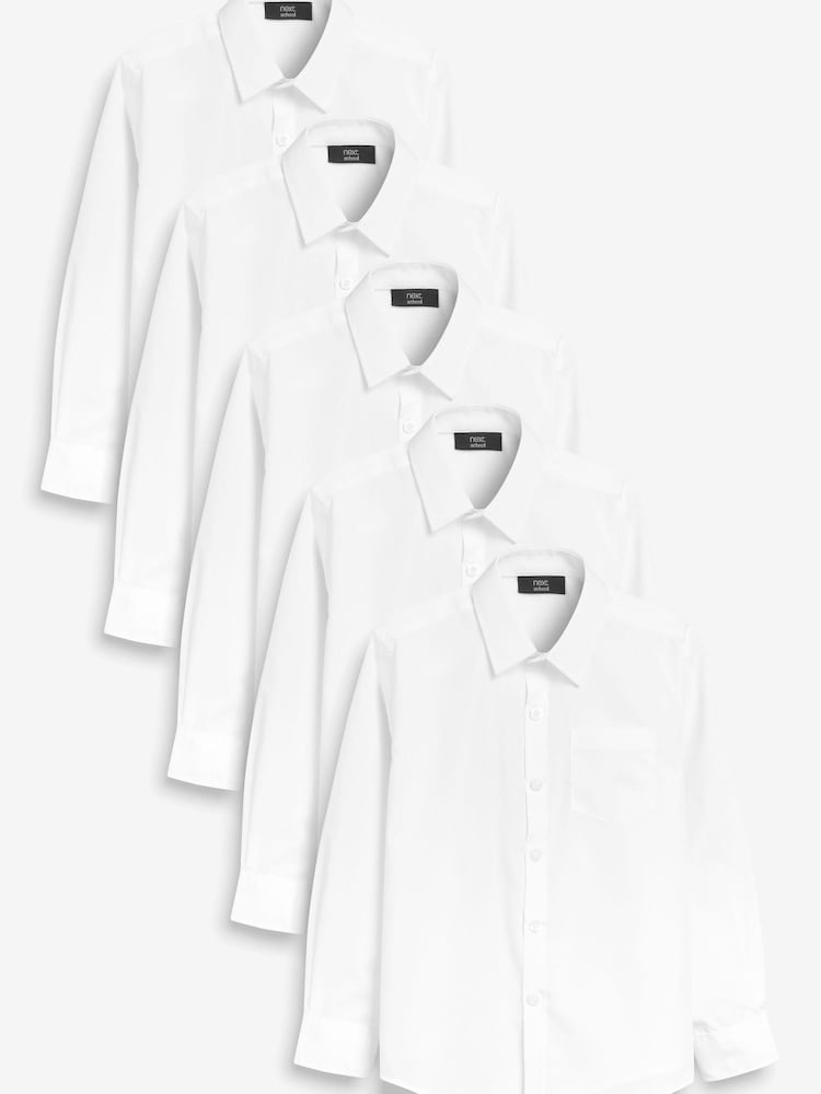 White 5 Pack Long Sleeve Shirts (3-17yrs) - Image 1 of 4