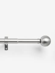 Brushed Silver Ball Finial Extendable Curtain 28mm Pole Kit - Image 4 of 5