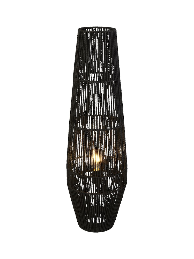Searchlight Black Marvel Rattan Floor Lamp - Image 2 of 4