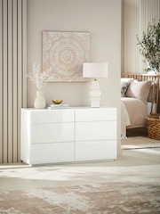 White Sloane Glass 6 Drawer Collection Luxe Chest of Drawers - Image 1 of 6