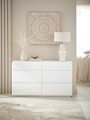 White Sloane Glass 6 Drawer Collection Luxe Chest of Drawers - Image 2 of 6