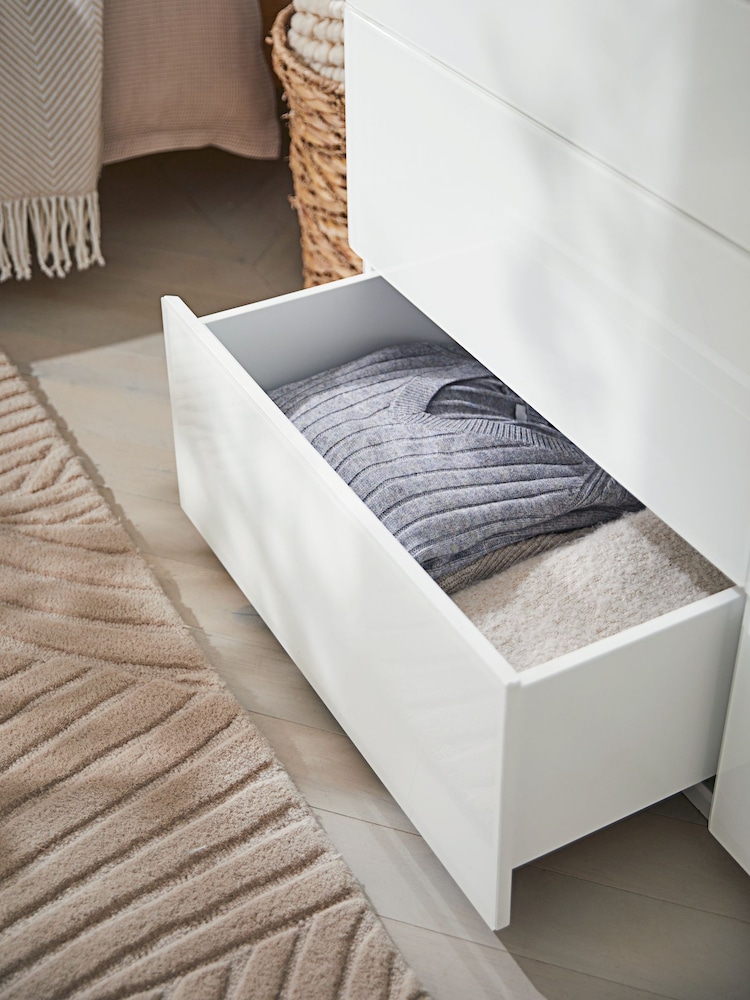White Sloane Glass 6 Drawer Collection Luxe Chest of Drawers - Image 6 of 6